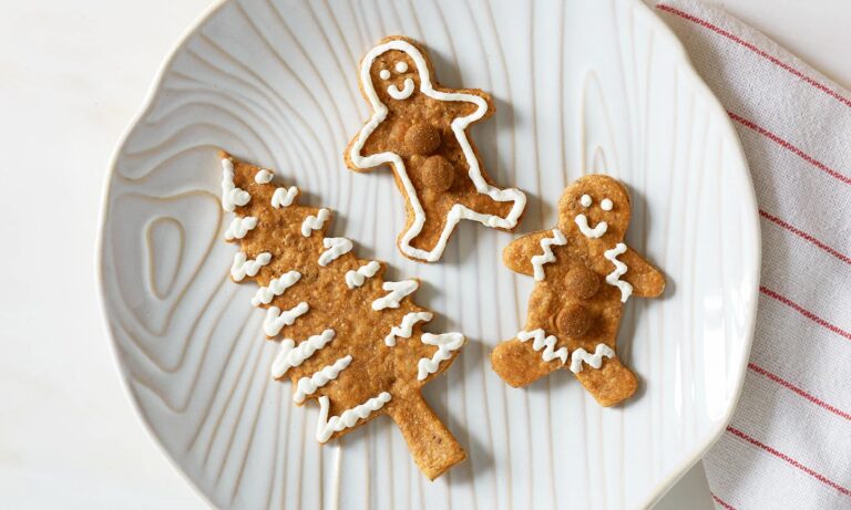 Photo of holiday dog treats on a white plate